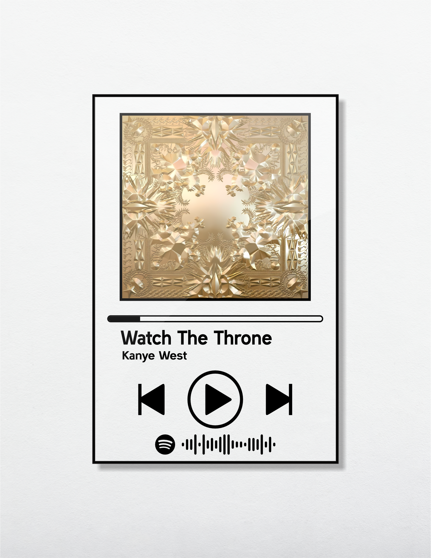 Kanye West (Watch the throne) Acrylic Album art. Music themed Wall Art
