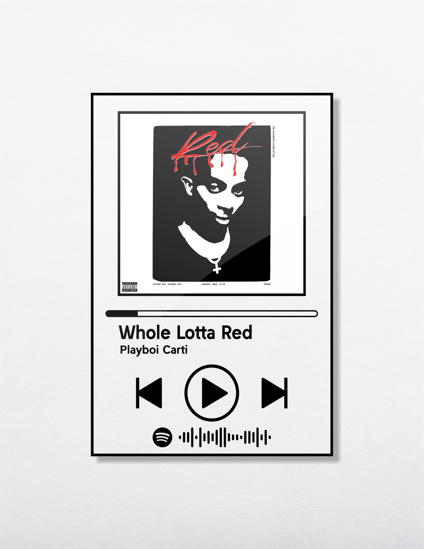Playboi carti (Whole Lotta Red) Acrylic Album art. Music themed Wall Art